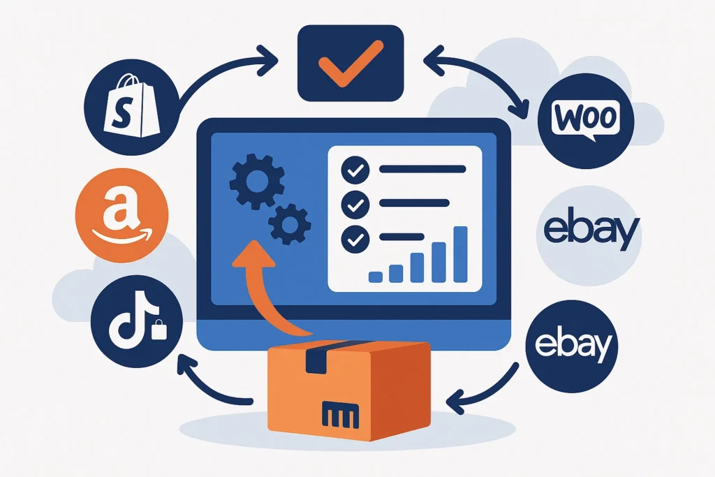 Store integrations with Shopify, Amazon, TikTok Shop, eBay and WooCommerce